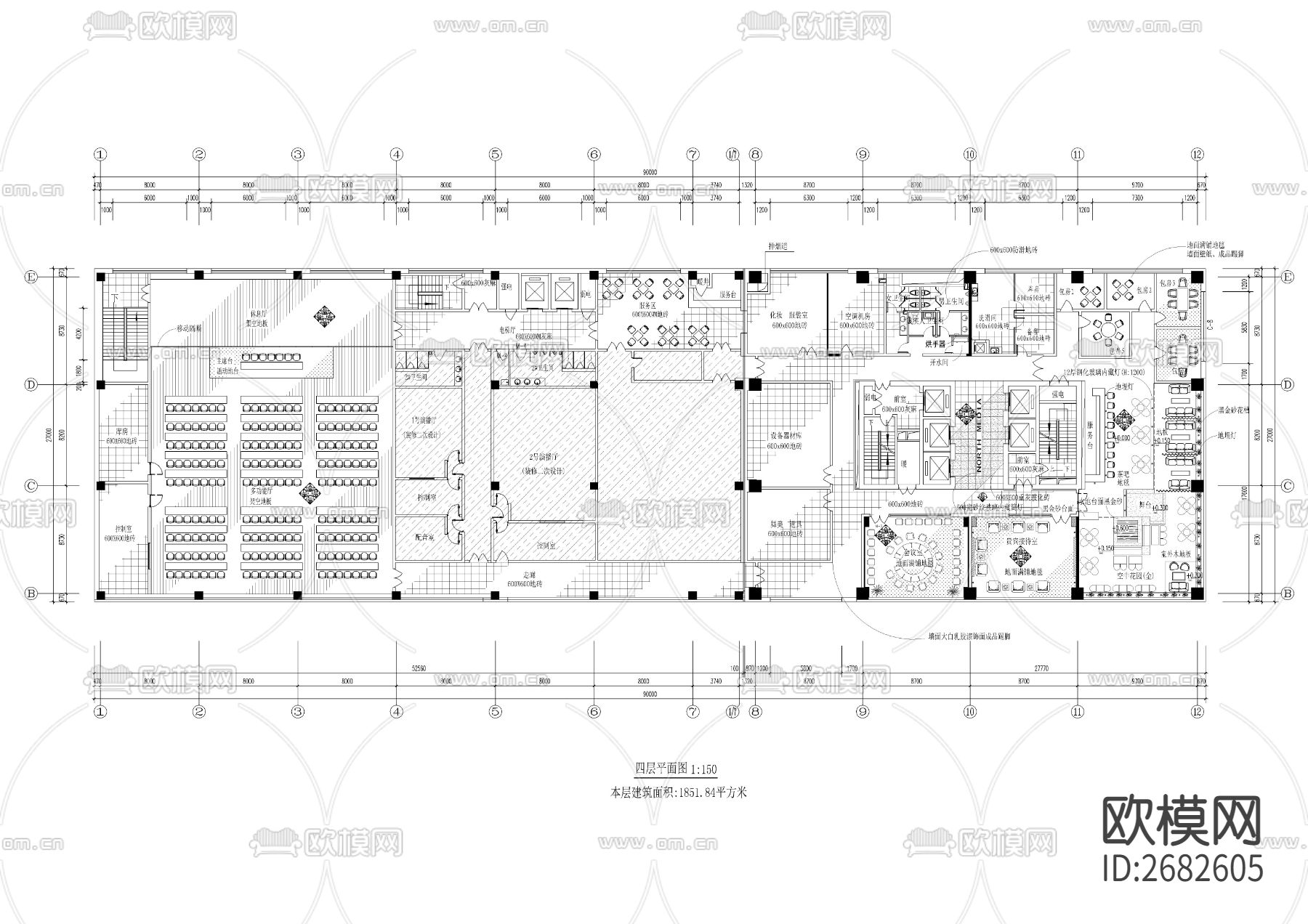 某电视台办公楼cad施工图下载（渲染图10）