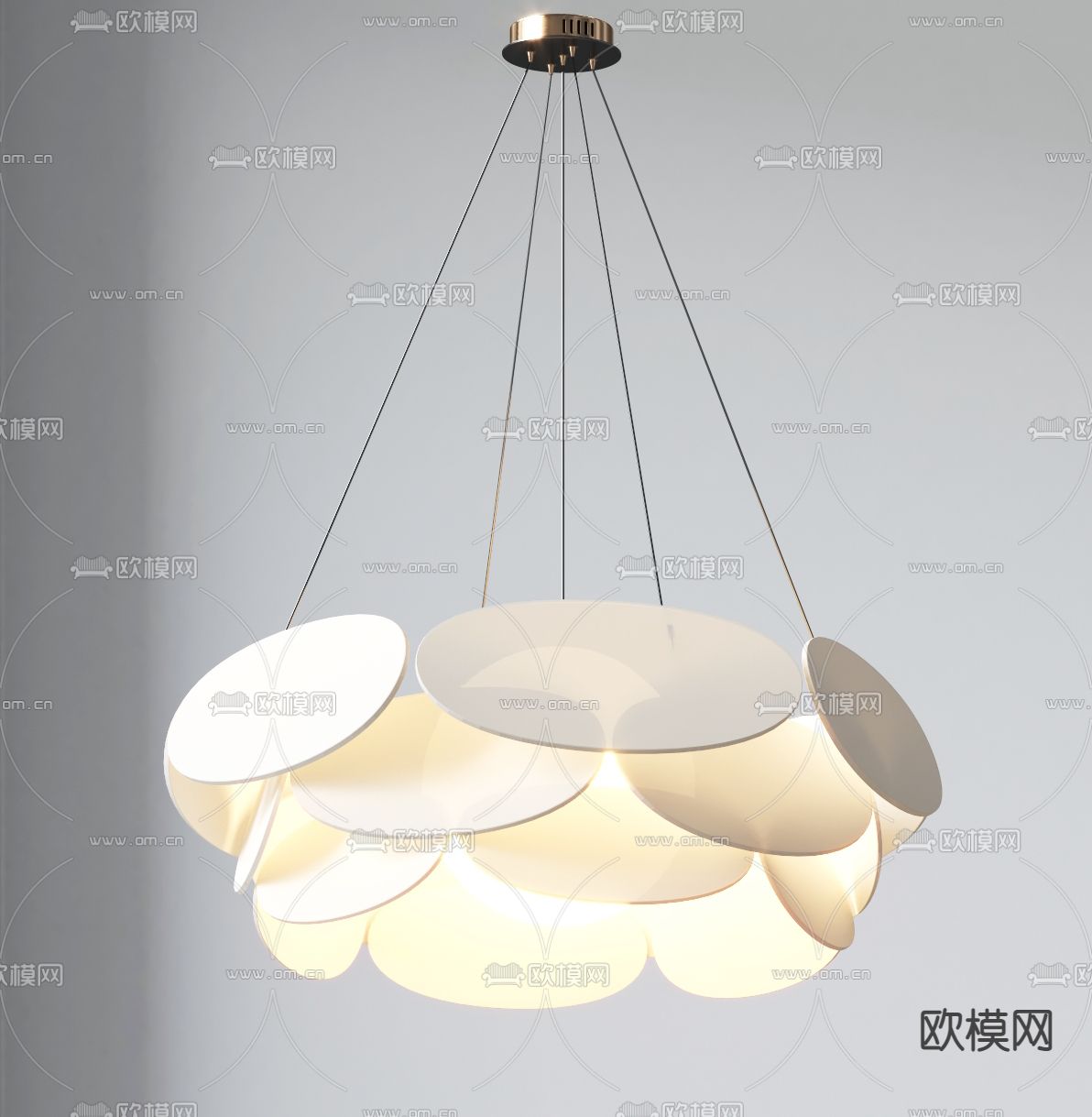 奶油风吊灯 餐厅吊灯3d模型下载（渲染图3）