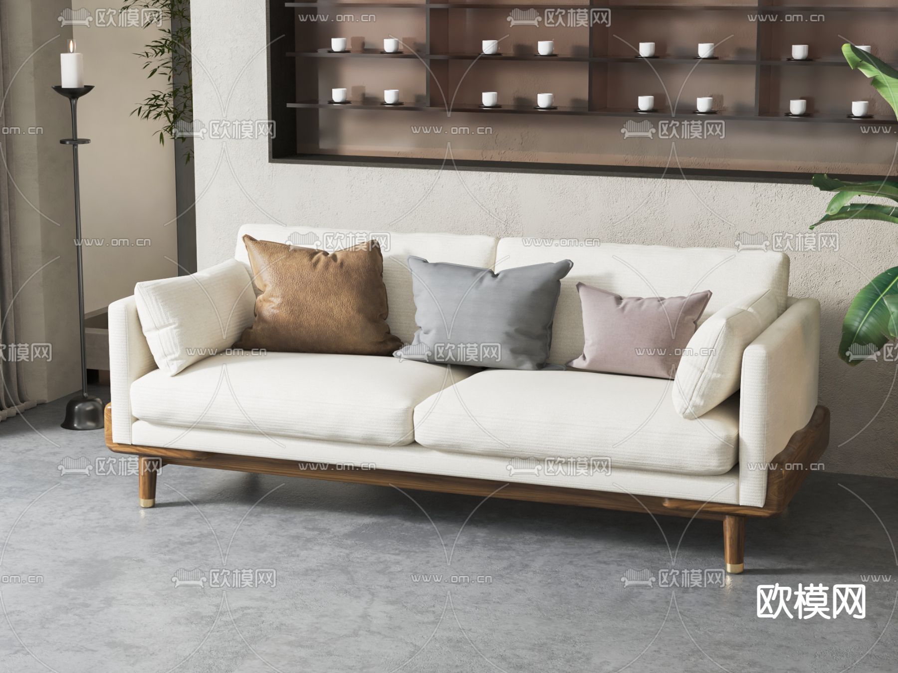 新中式沙发 双人沙发3d模型下载