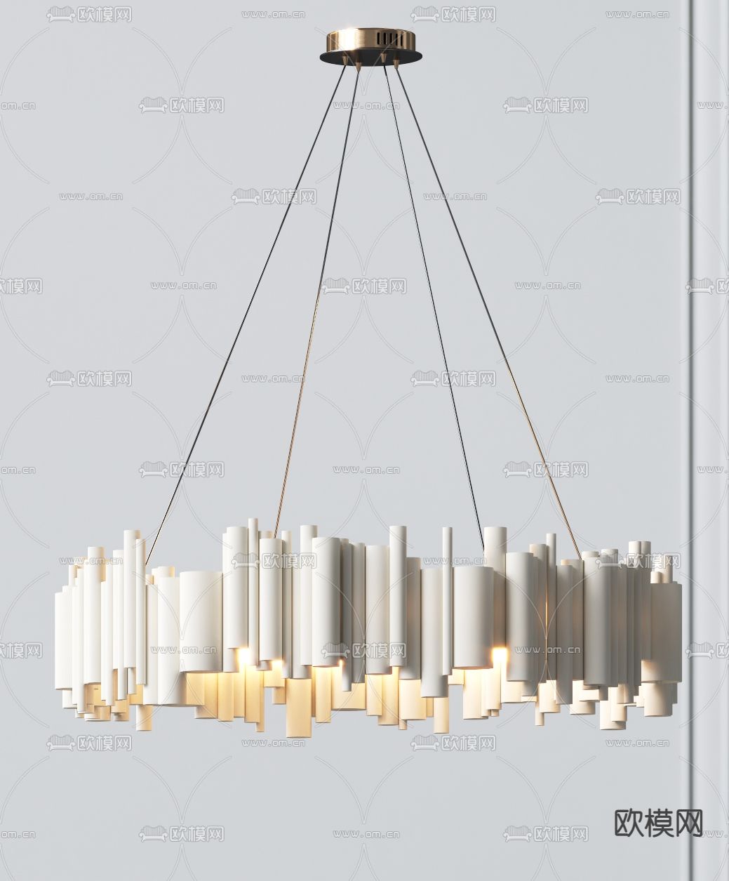 奶油风吊灯 餐厅吊灯3d模型下载（渲染图5）