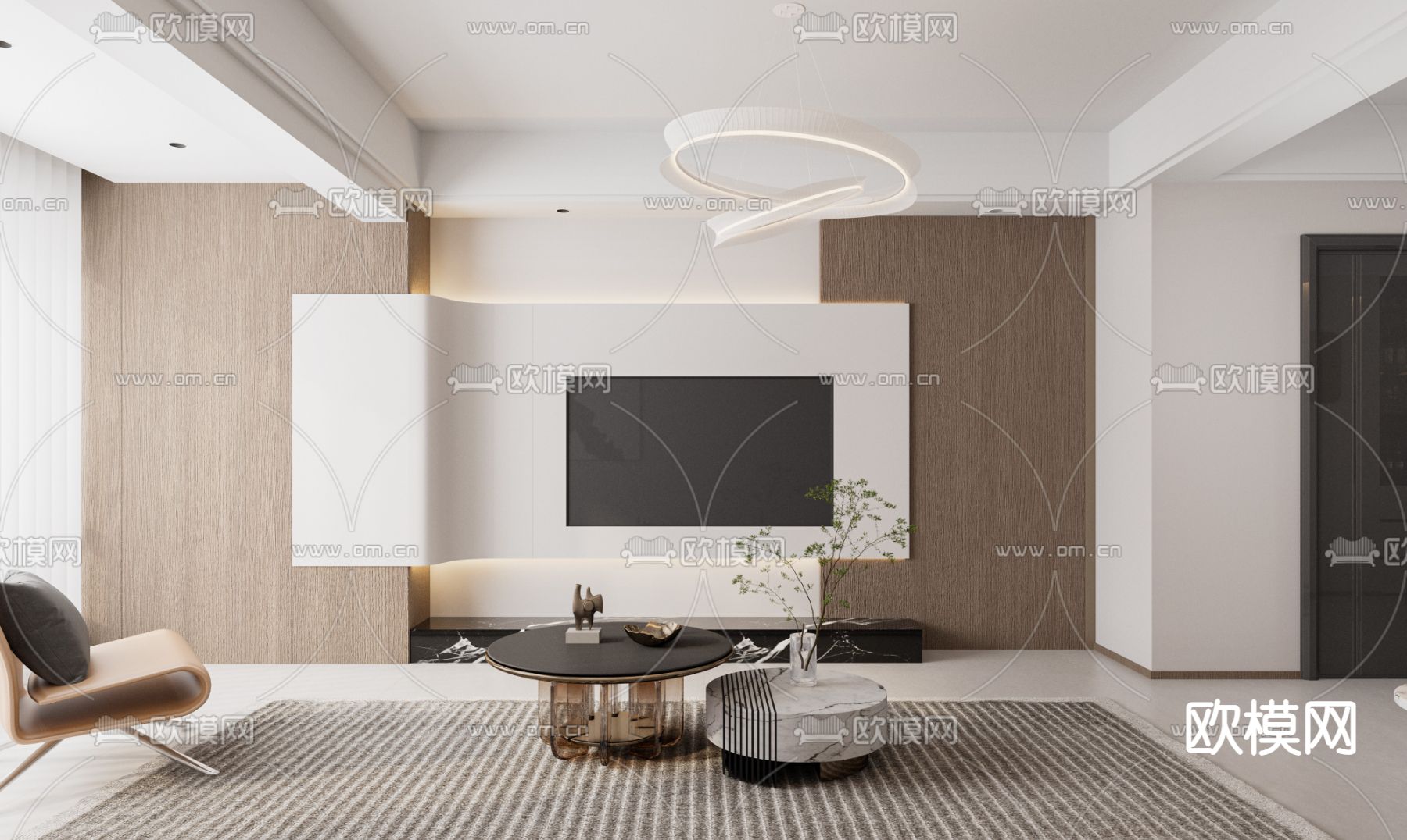 现代客餐厅3d模型下载（渲染图4）
