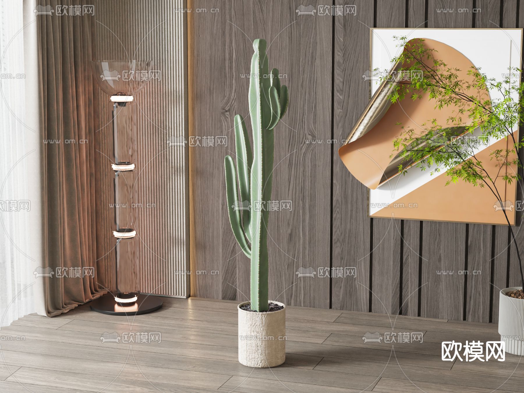 仙人掌盆栽 盆景3d模型下载