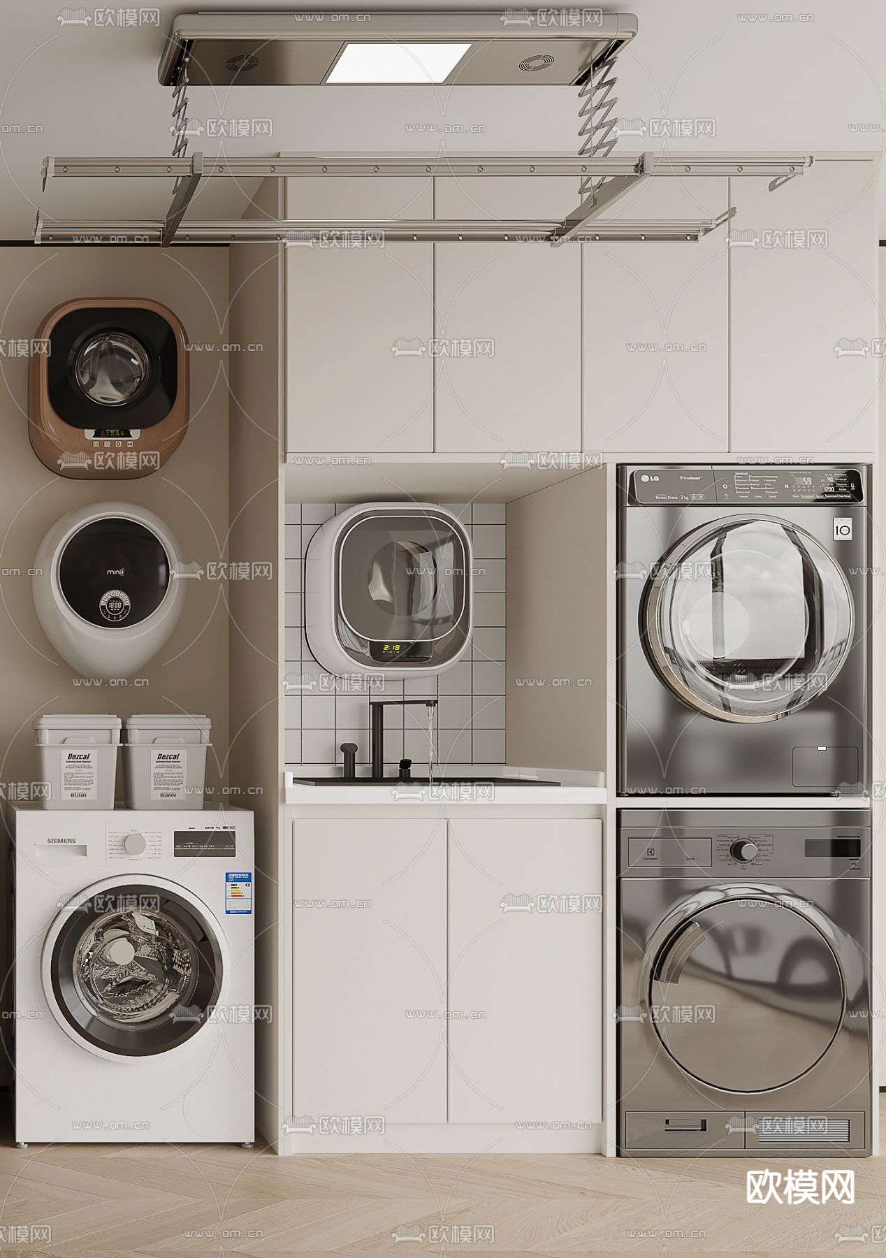 扫地机 壁挂洗衣机3d模型下载（渲染图3）
