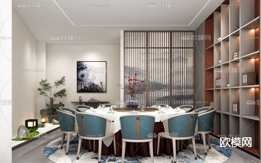 中餐厅包间 包厢 包房3d模型下载_ID14126642_3dmax免费模型-欧模网