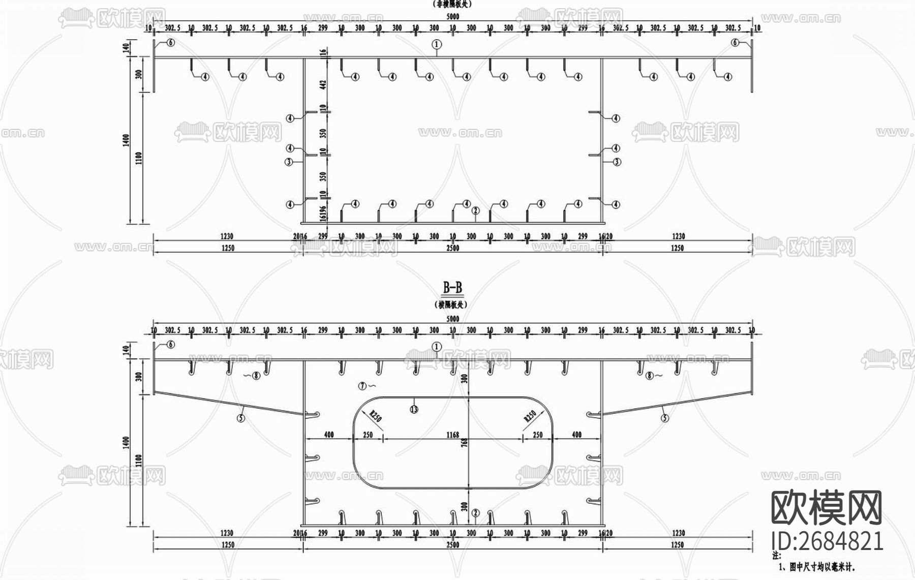 龙洲湾街道人行天桥工程cad施工图下载（渲染图4）