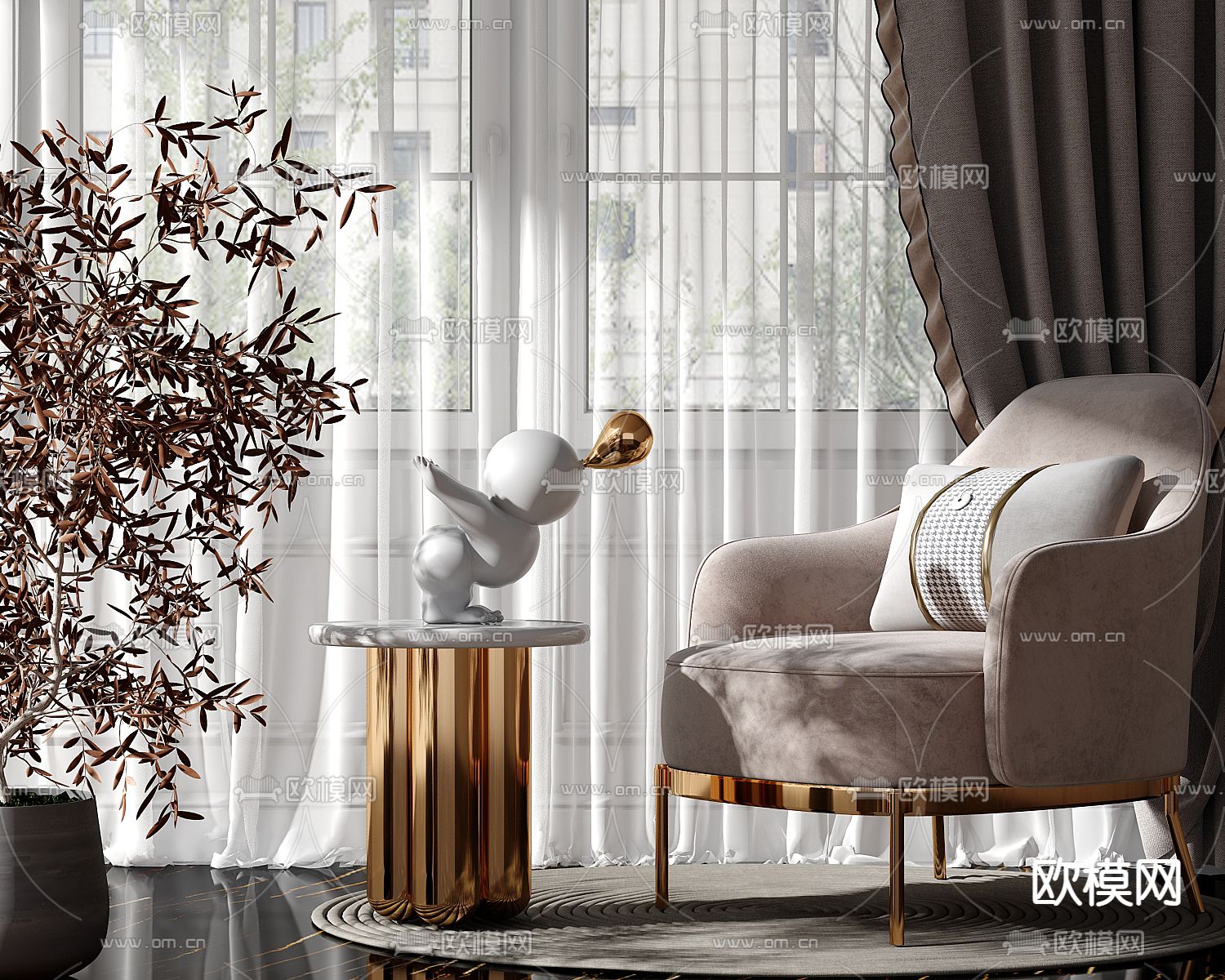 轻奢单人沙发3d模型下载