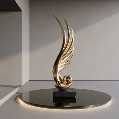 现代金属羽毛雕塑su模型