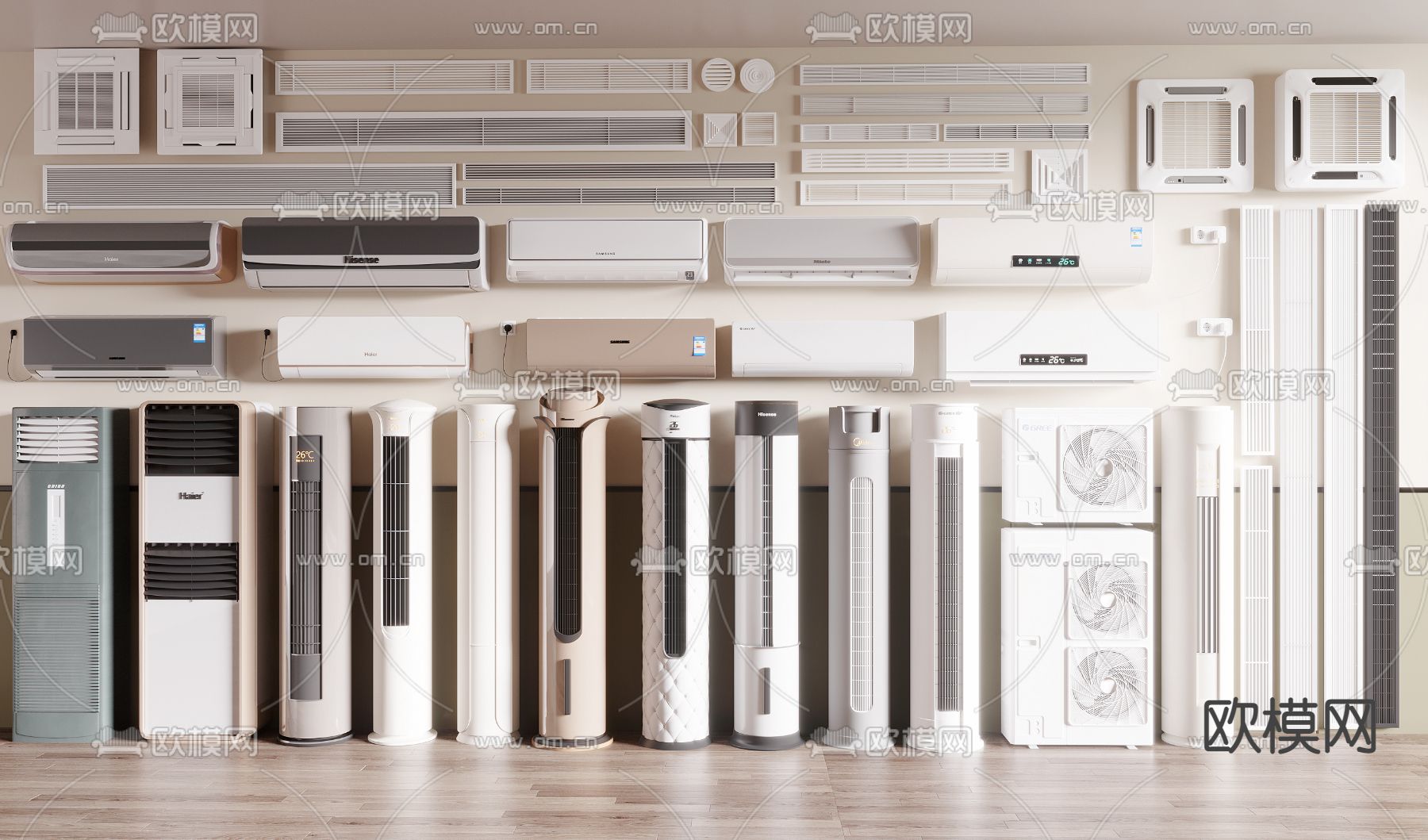 立式挂式空调 出风口3d模型下载