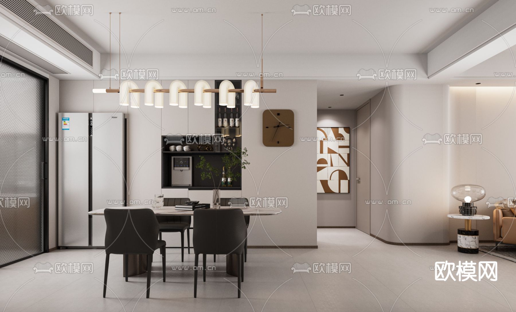 现代客餐厅3d模型下载（渲染图6）