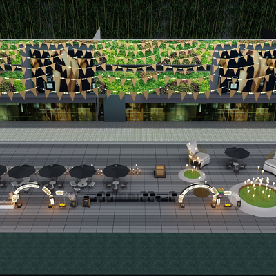  现代咖啡店外摆su模型 