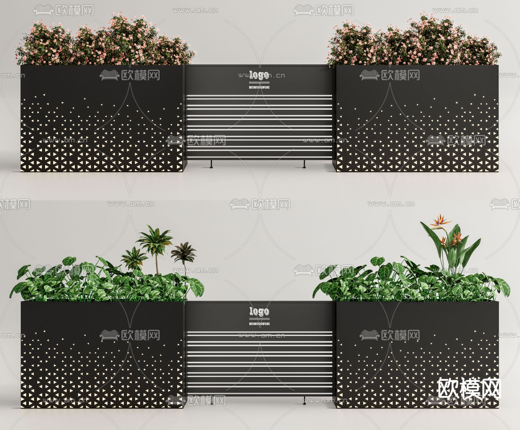 户外花箱 花池花坛3d模型下载