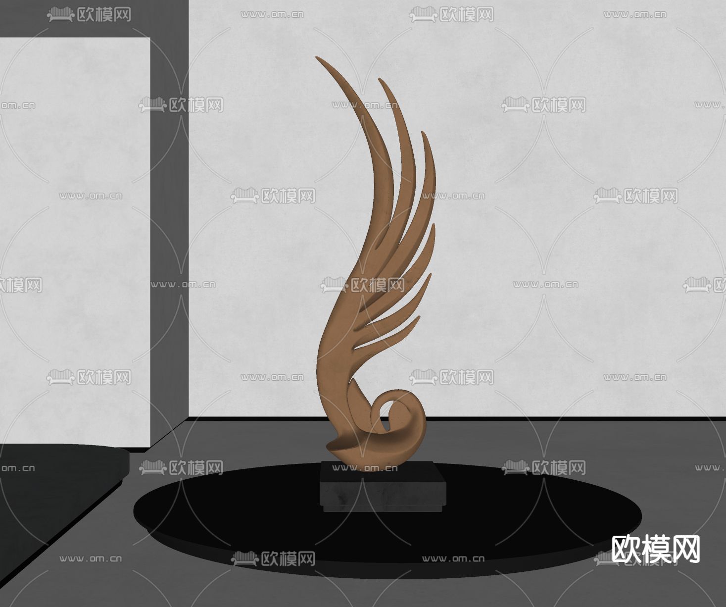 现代金属羽毛雕塑su模型