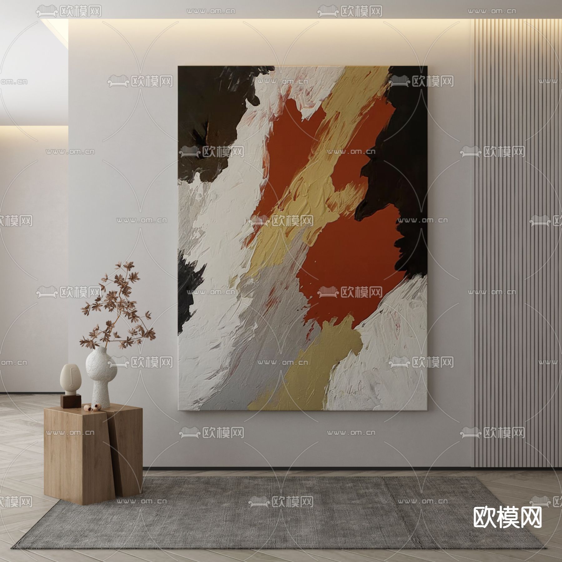 侘寂画 肌理画 挂画3d模型下载