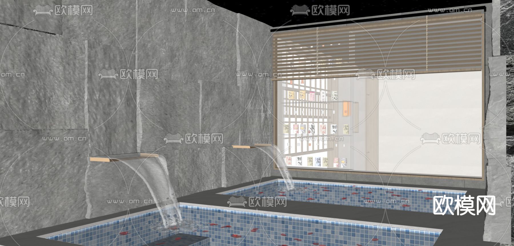 温泉馆 桑拿会所su模型下载（渲染图2）