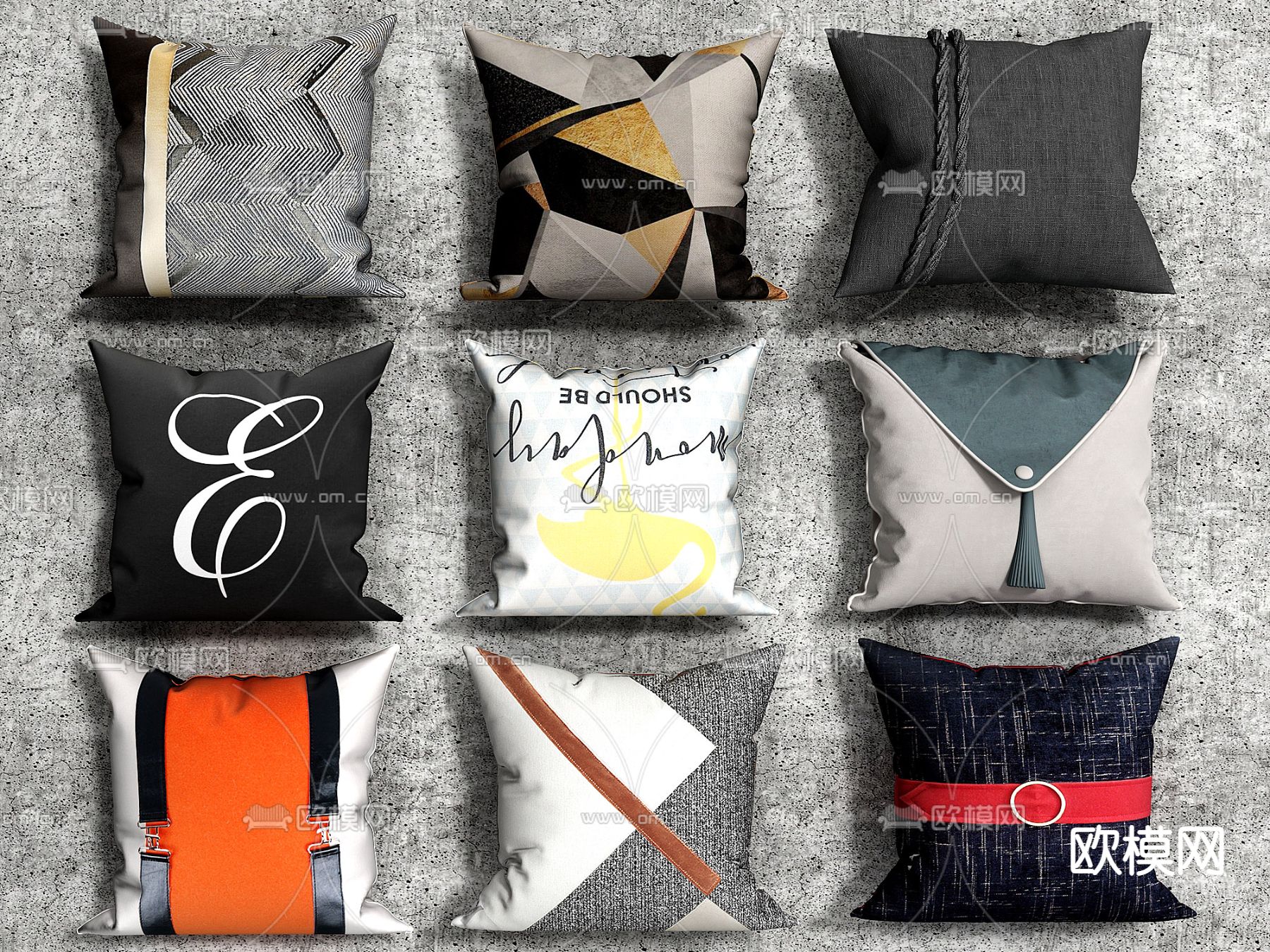 抱枕 枕头 靠枕su模型下载（渲染图1）