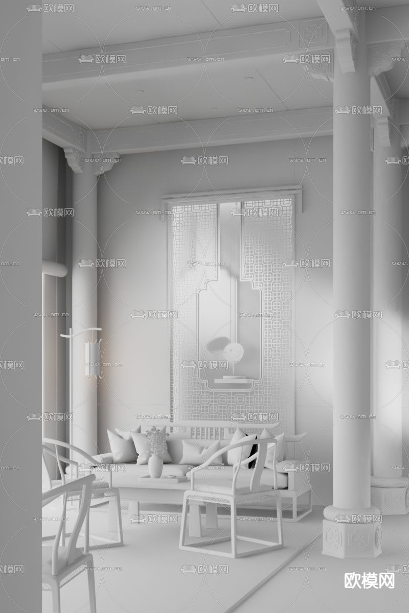 盘石设计 售楼处洽谈区3d模型下载（渲染图2）