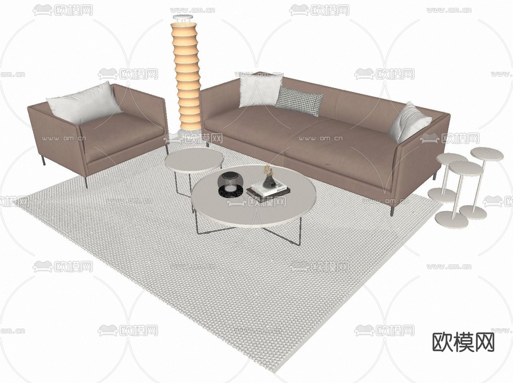 沙发组合su模型下载（渲染图2）