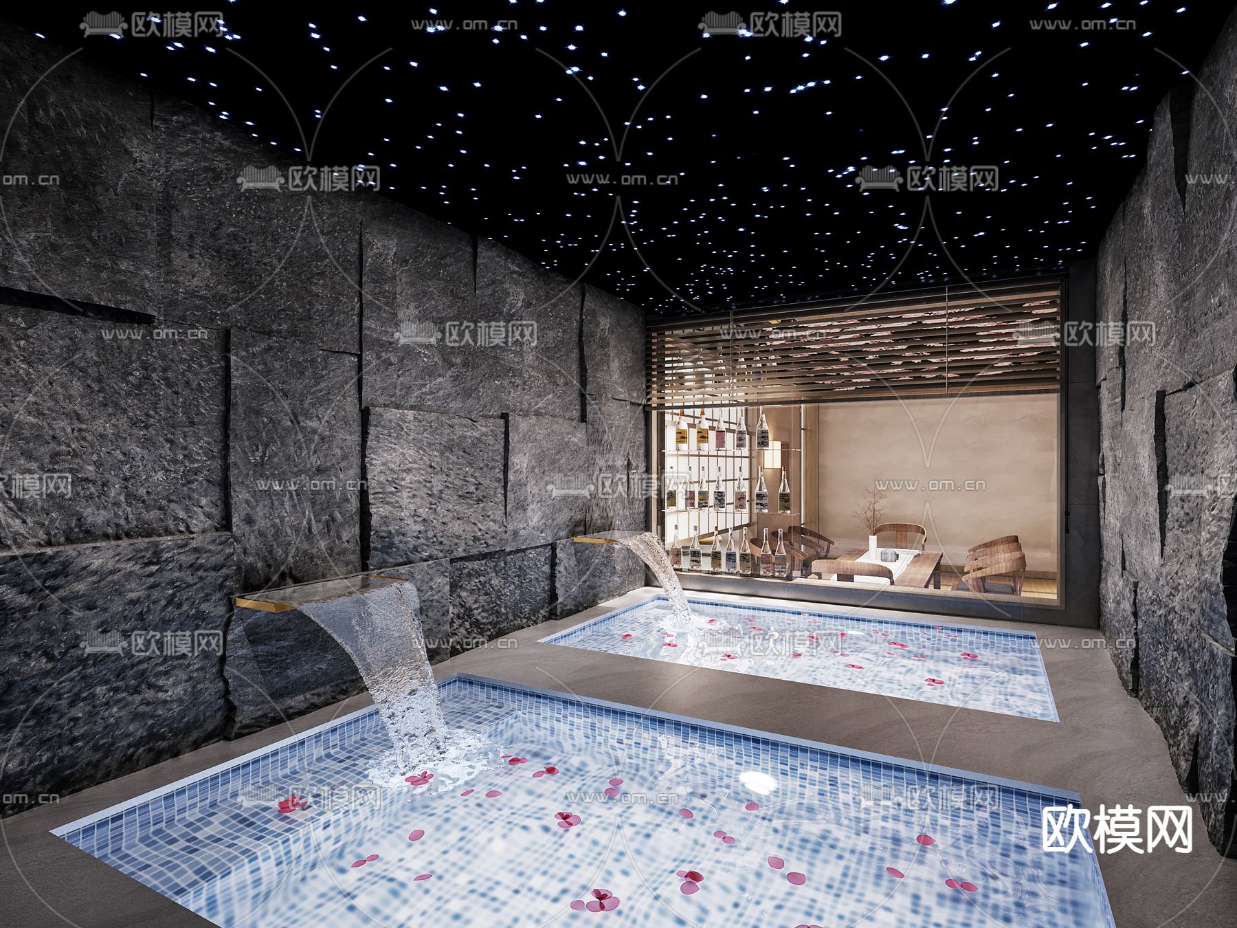 温泉馆 桑拿会所su模型下载（渲染图1）