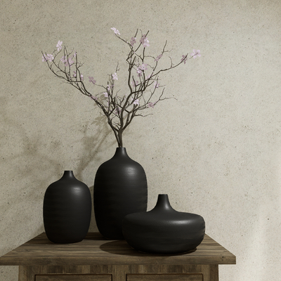  侘寂风陶瓷 器皿 陶罐su模型 