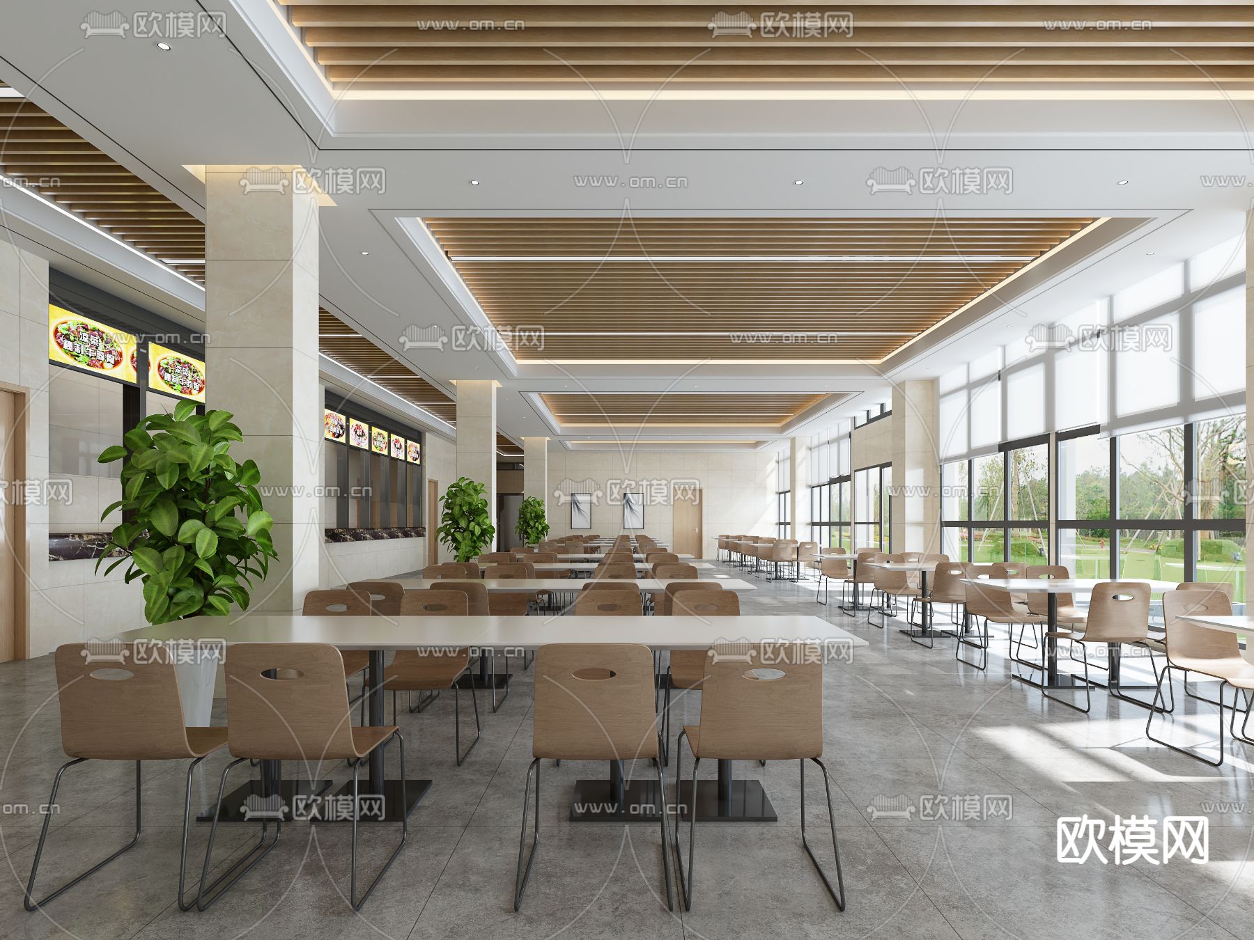 员工食堂 职工餐厅3d模型下载