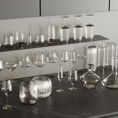  酒杯 玻璃杯su模型 