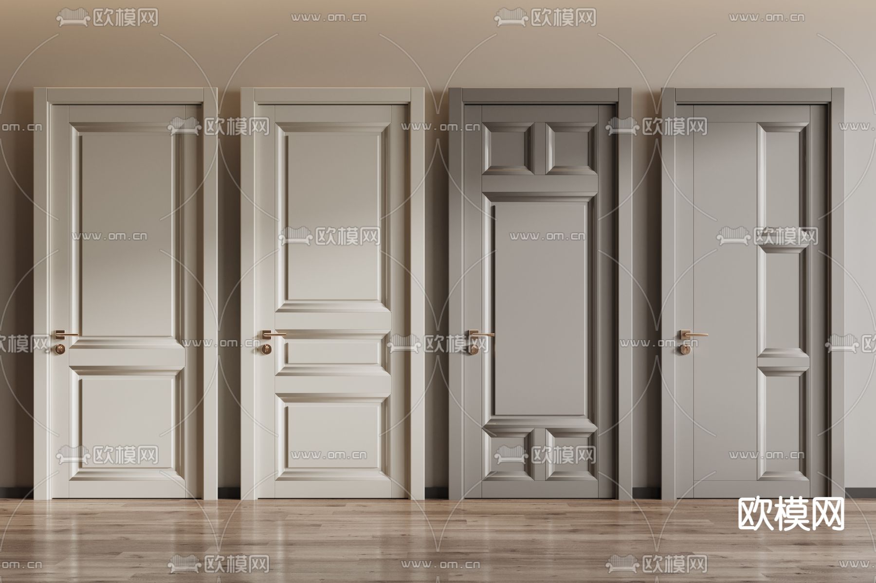 简欧房门 平开门 单开门3d模型下载