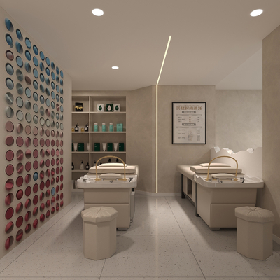  现代美容院su模型 