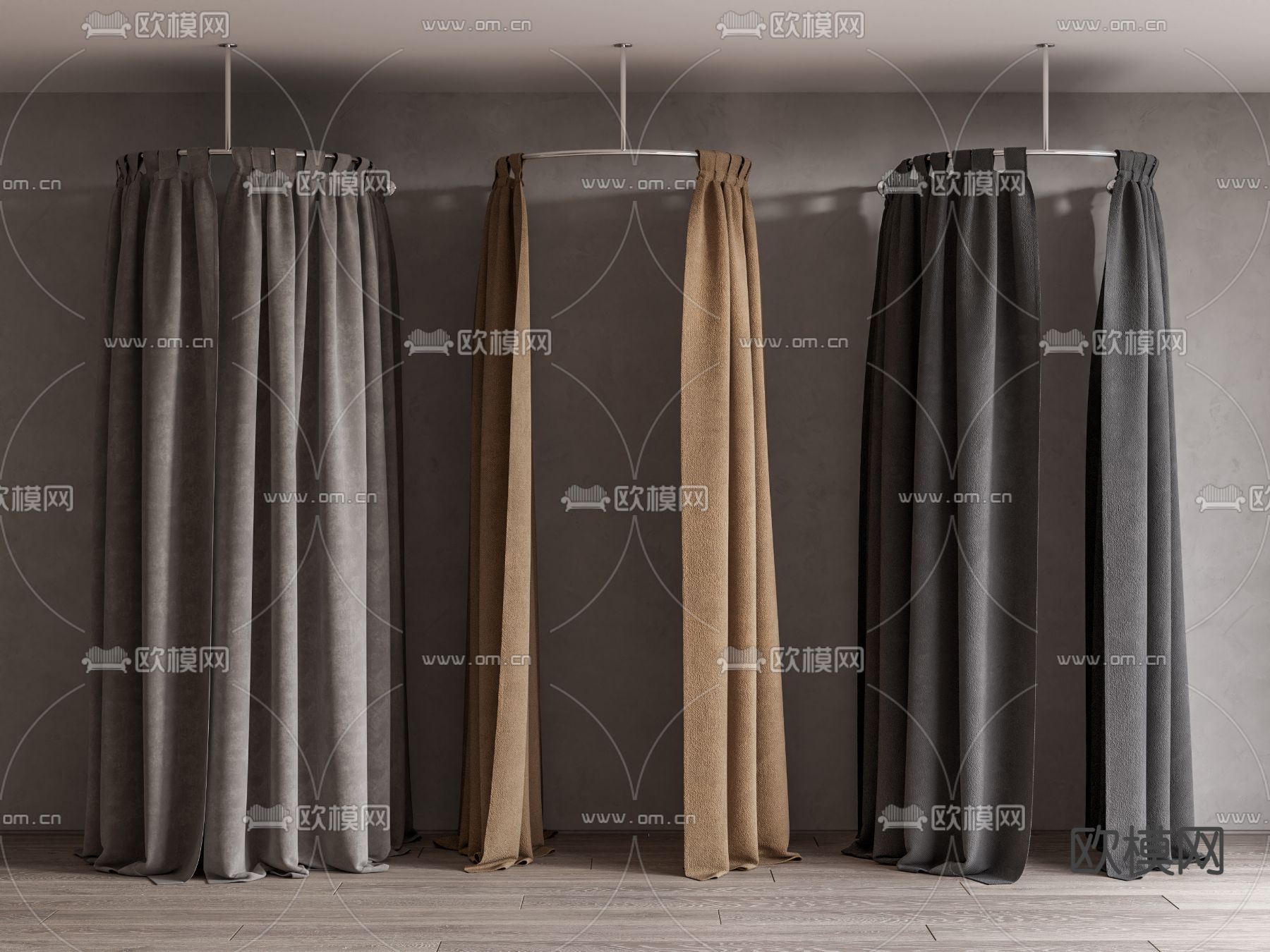 换衣窗帘 拉帘su模型下载（渲染图1）
