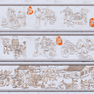  中式浮雕人物文化小品su模型 