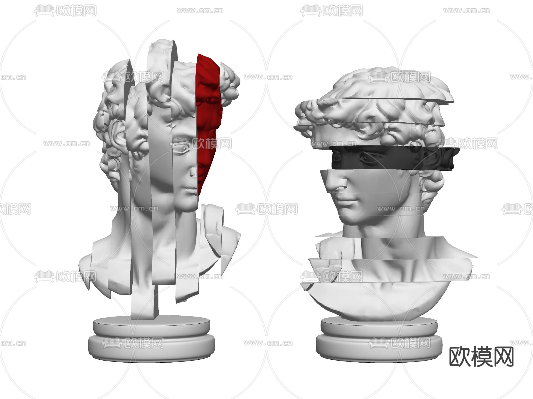 欧式大卫石膏像su模型下载（渲染图2）