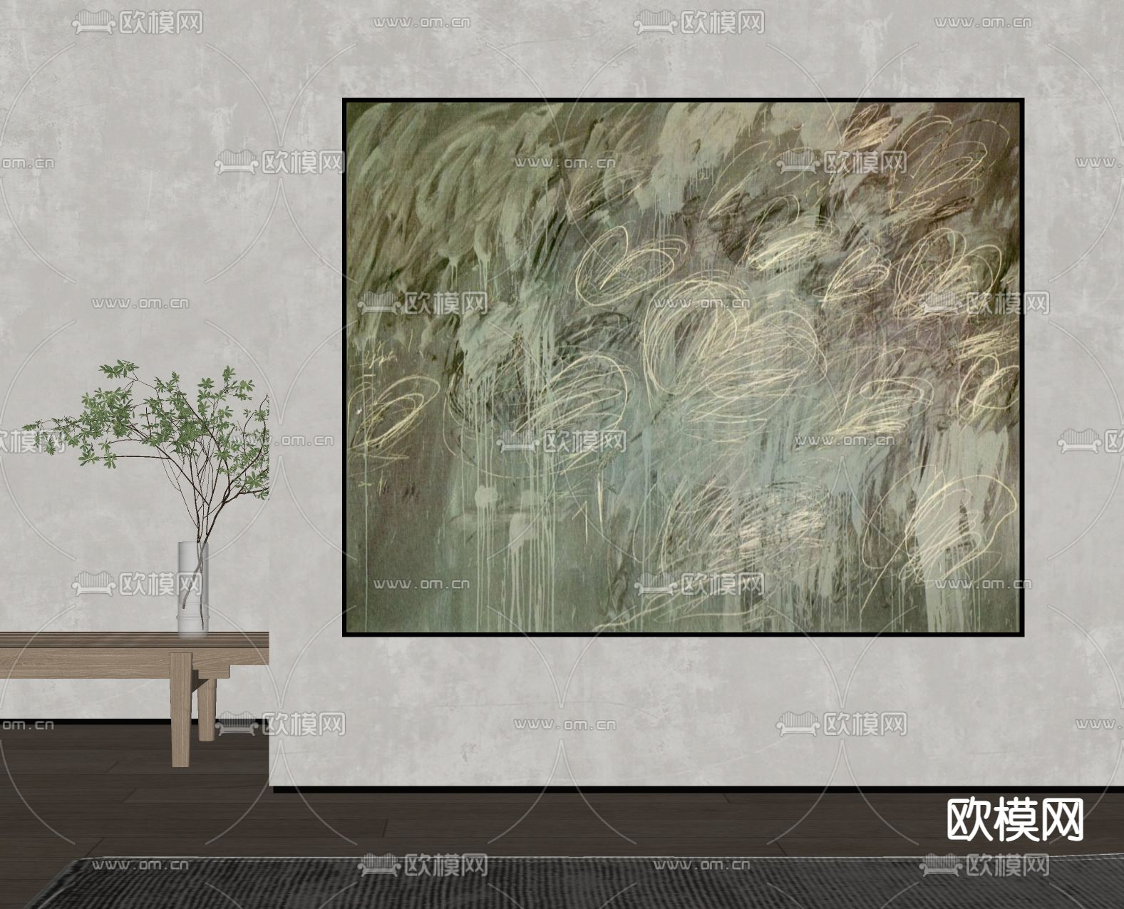 侘寂风装饰画su模型