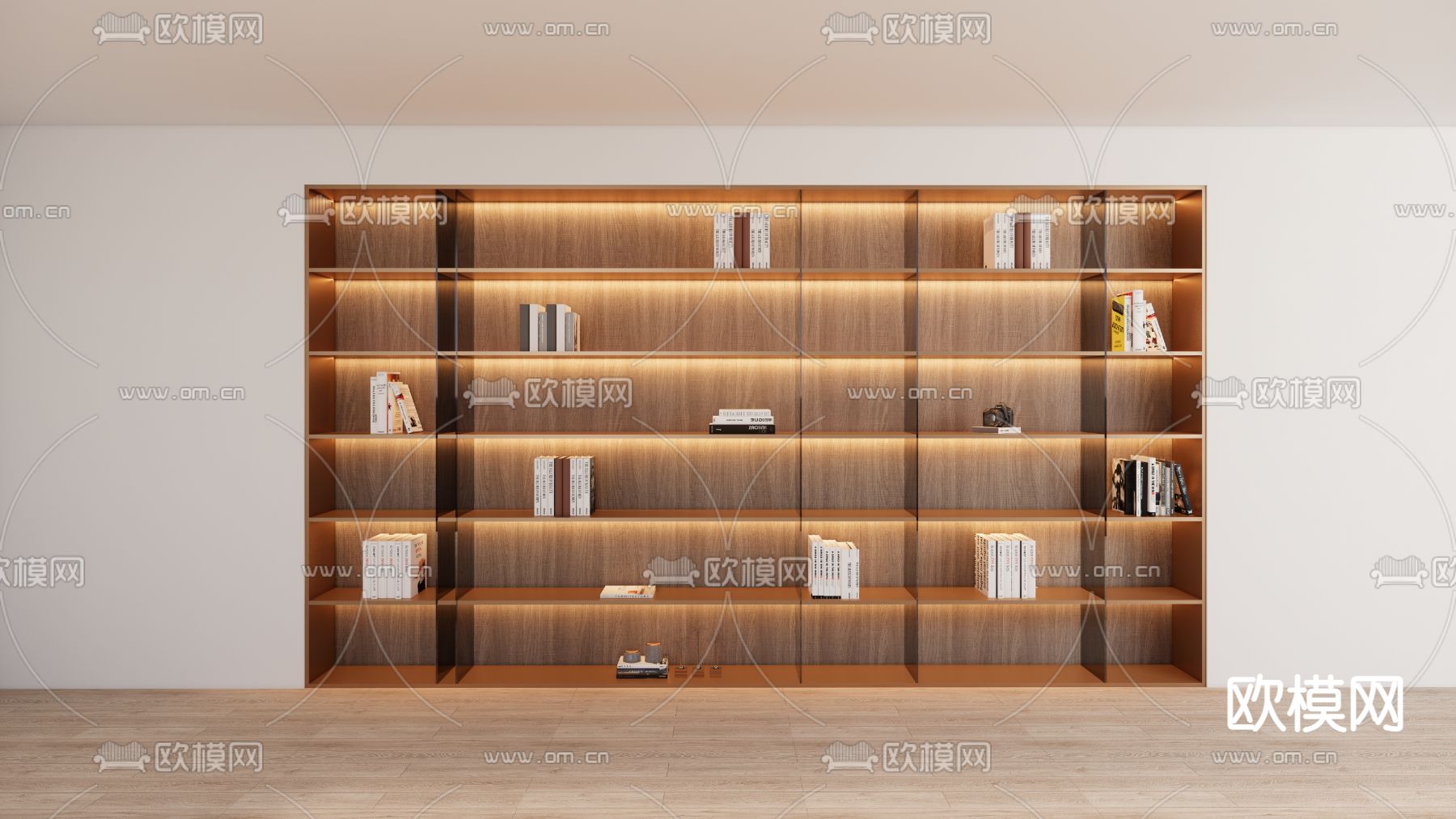 现代书柜su模型下载（渲染图1）