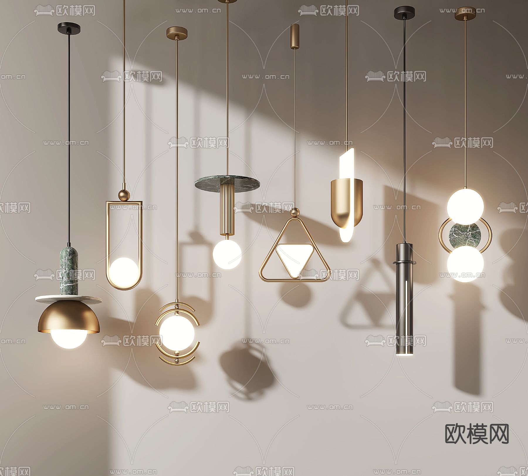 轻奢小吊灯3d模型下载