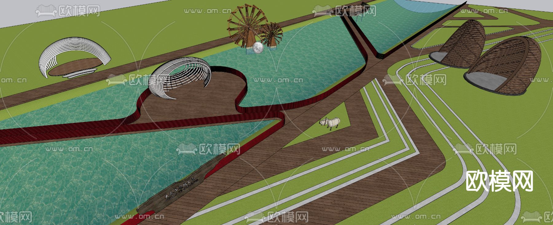 现代公园景观su模型下载（渲染图4）