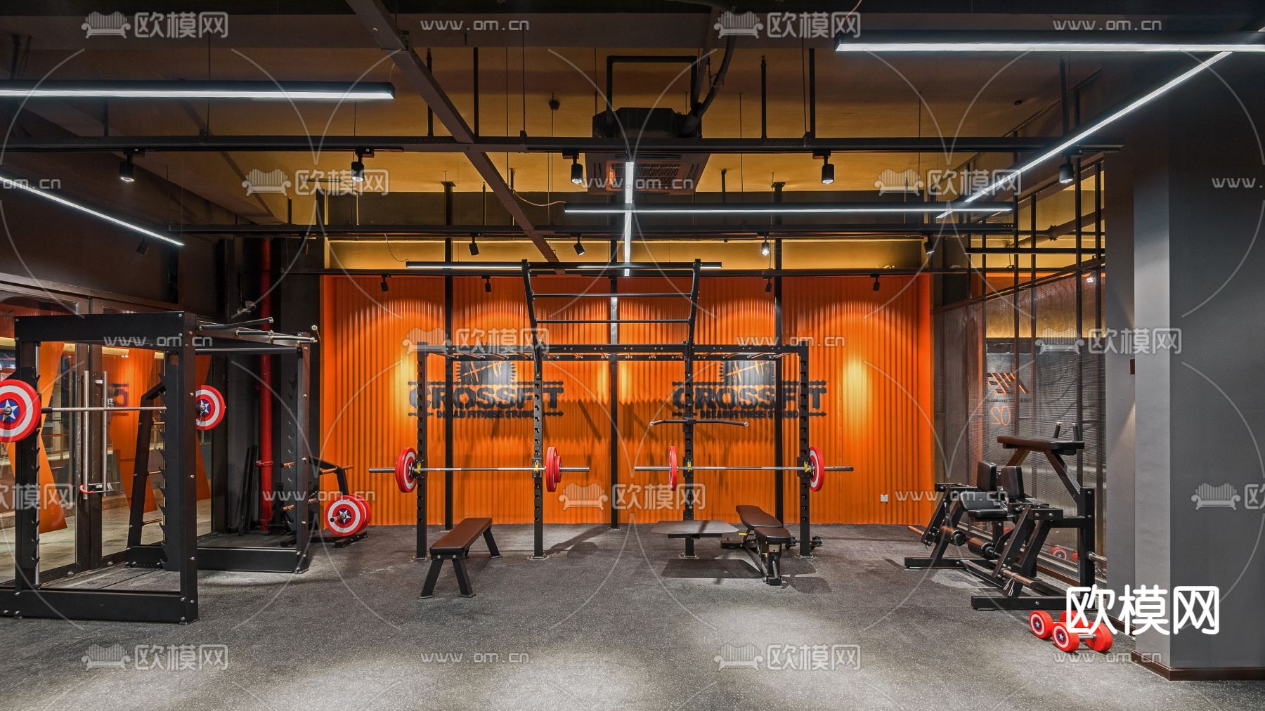 工业风健身房su模型下载（渲染图1）