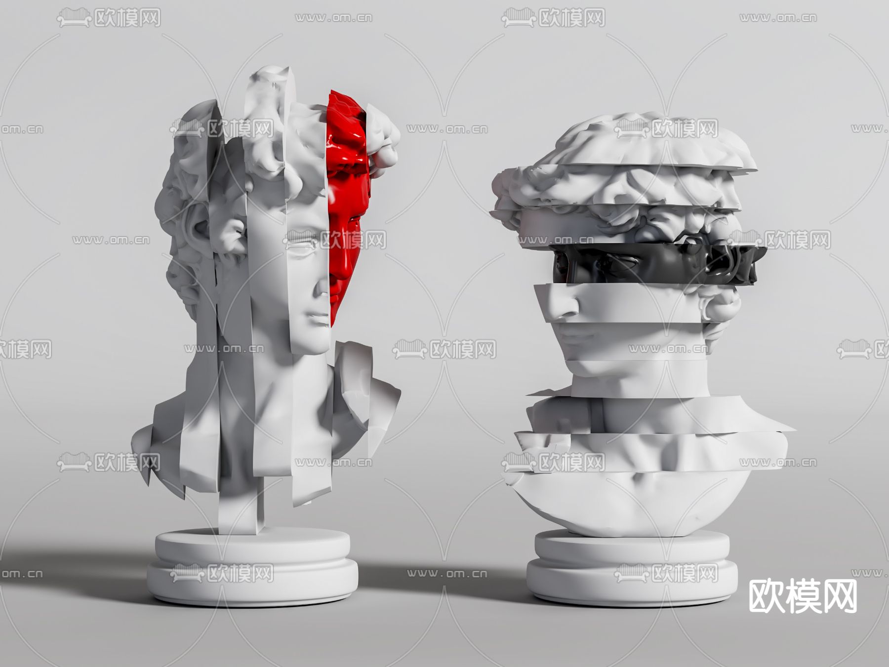 欧式大卫石膏像su模型下载（渲染图1）