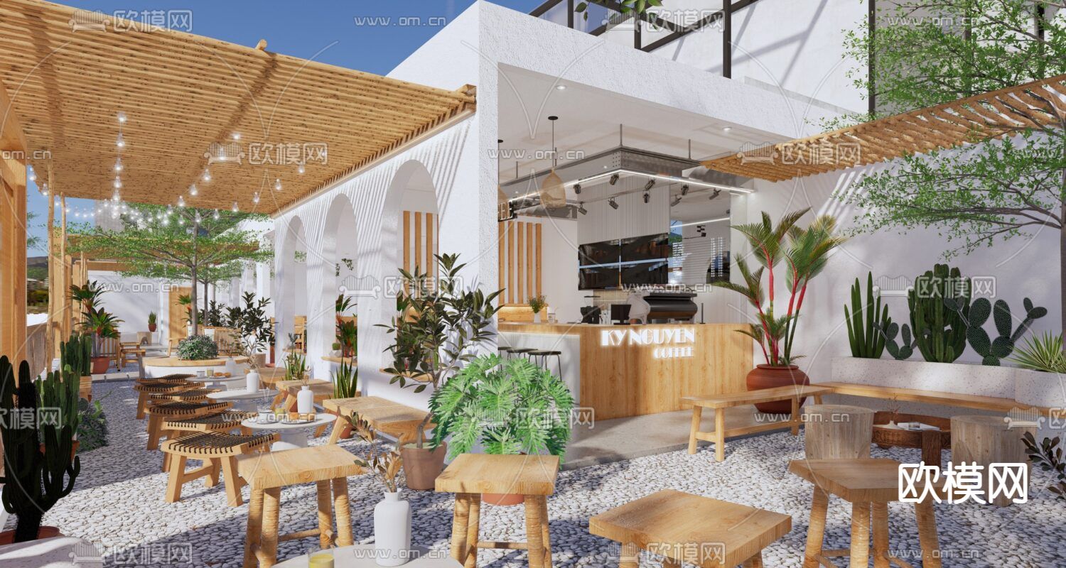 地中海咖啡厅su模型下载（渲染图3）