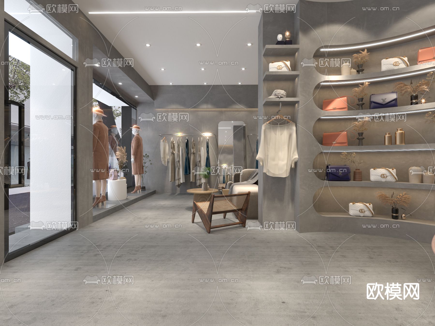 现代服装店3d模型下载（渲染图1）