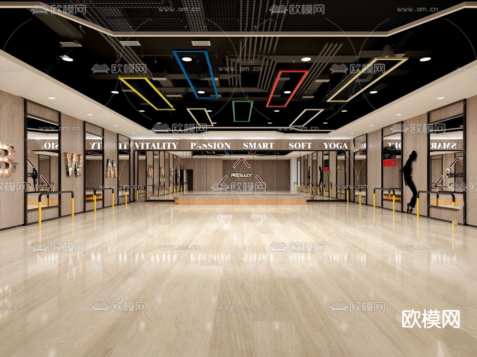 工业风健身房su模型下载（渲染图1）