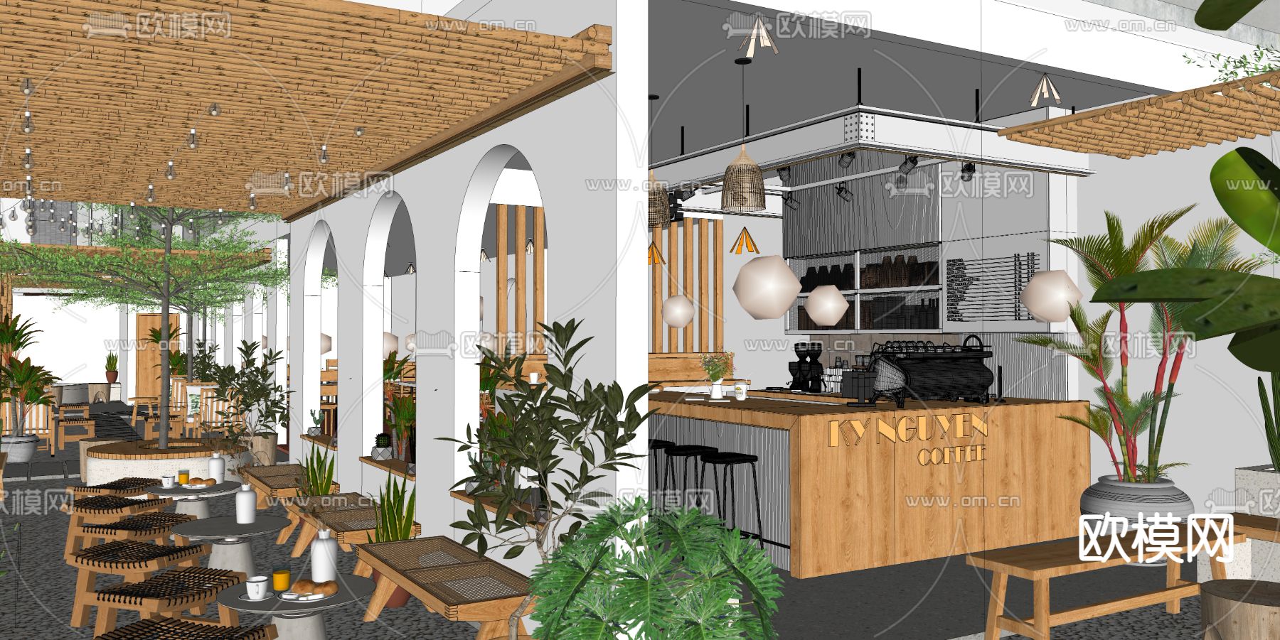 地中海咖啡厅su模型下载（渲染图7）