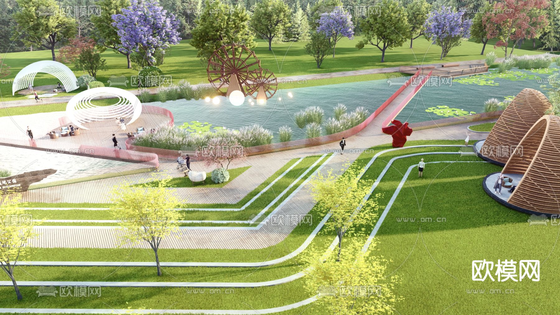 现代公园景观su模型下载（渲染图3）