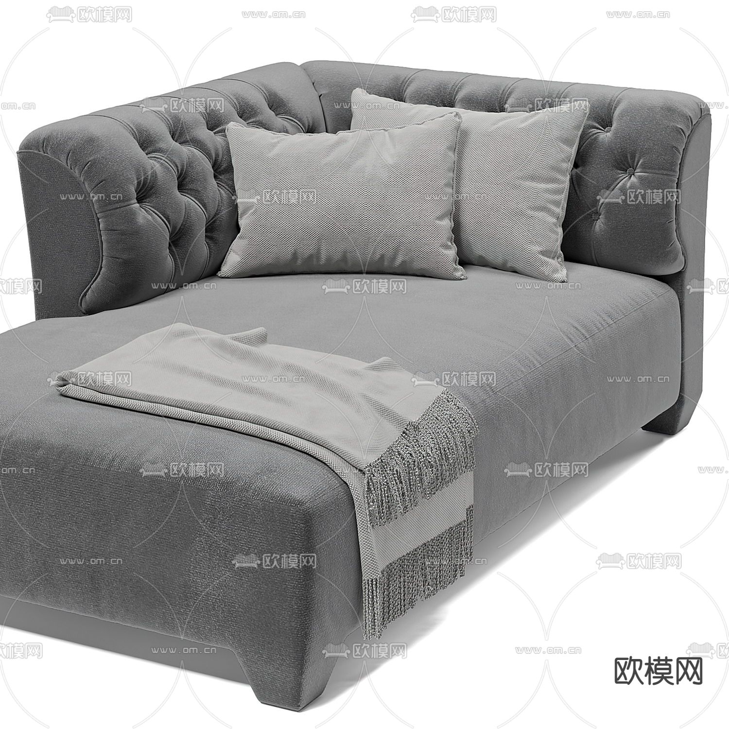 高级灰贵妃椅 美人榻3d模型下载（渲染图2）