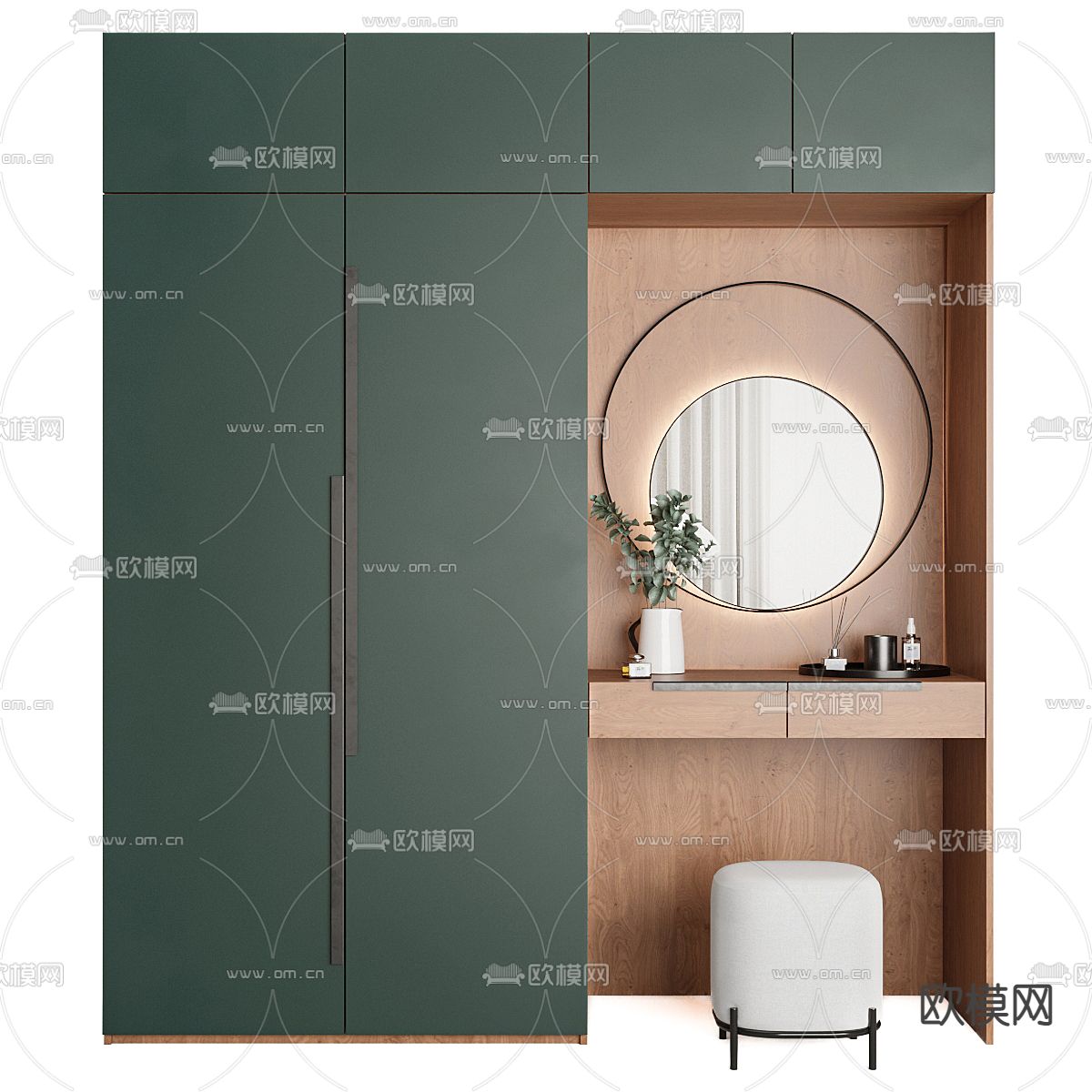 侘寂风梳妆台 化妆台3d模型下载