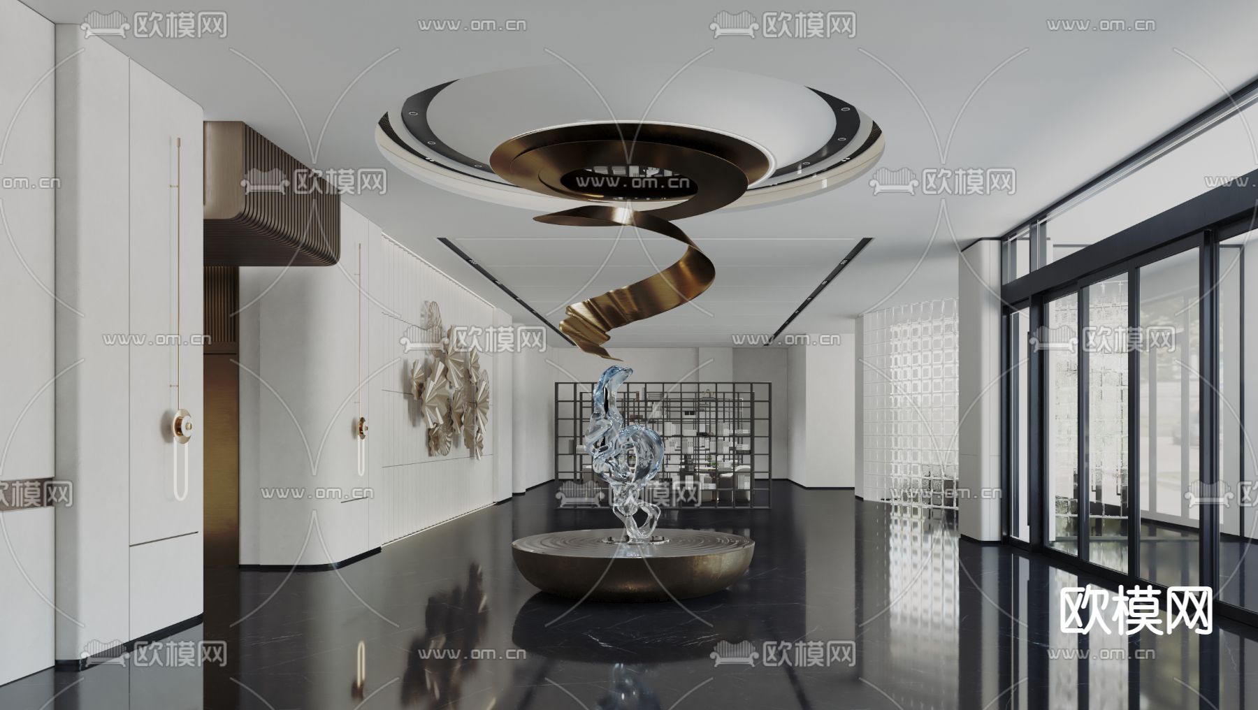 办公楼大堂 写字楼3d模型下载（渲染图2）