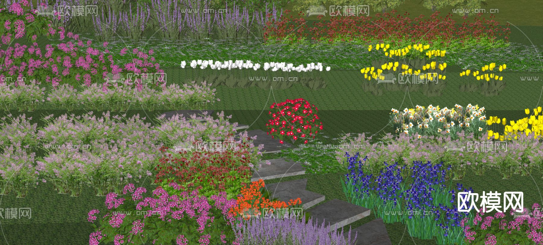 现代花卉花草su模型下载（渲染图2）