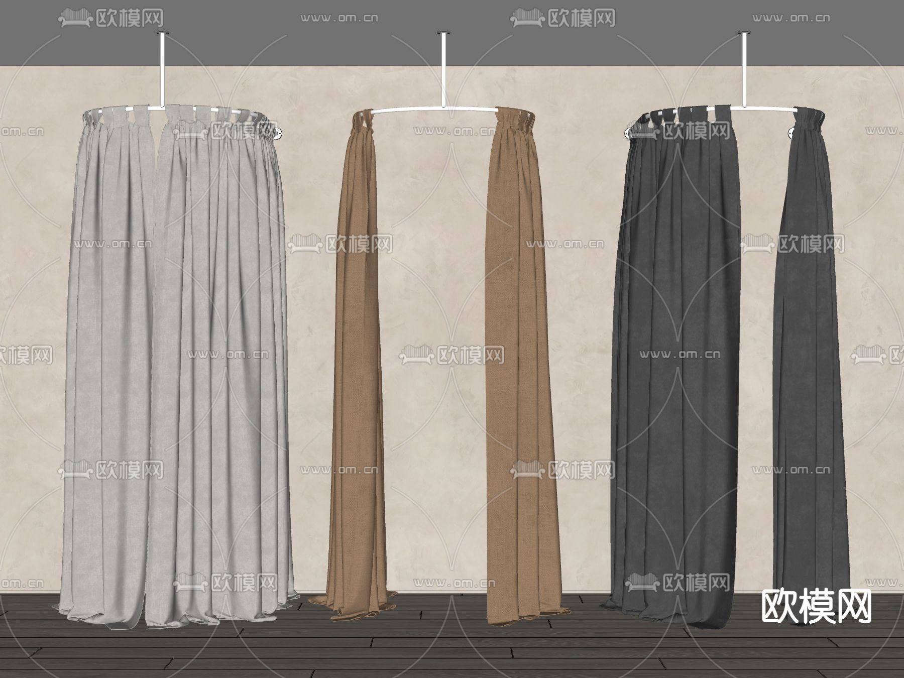换衣窗帘 拉帘su模型下载（渲染图2）
