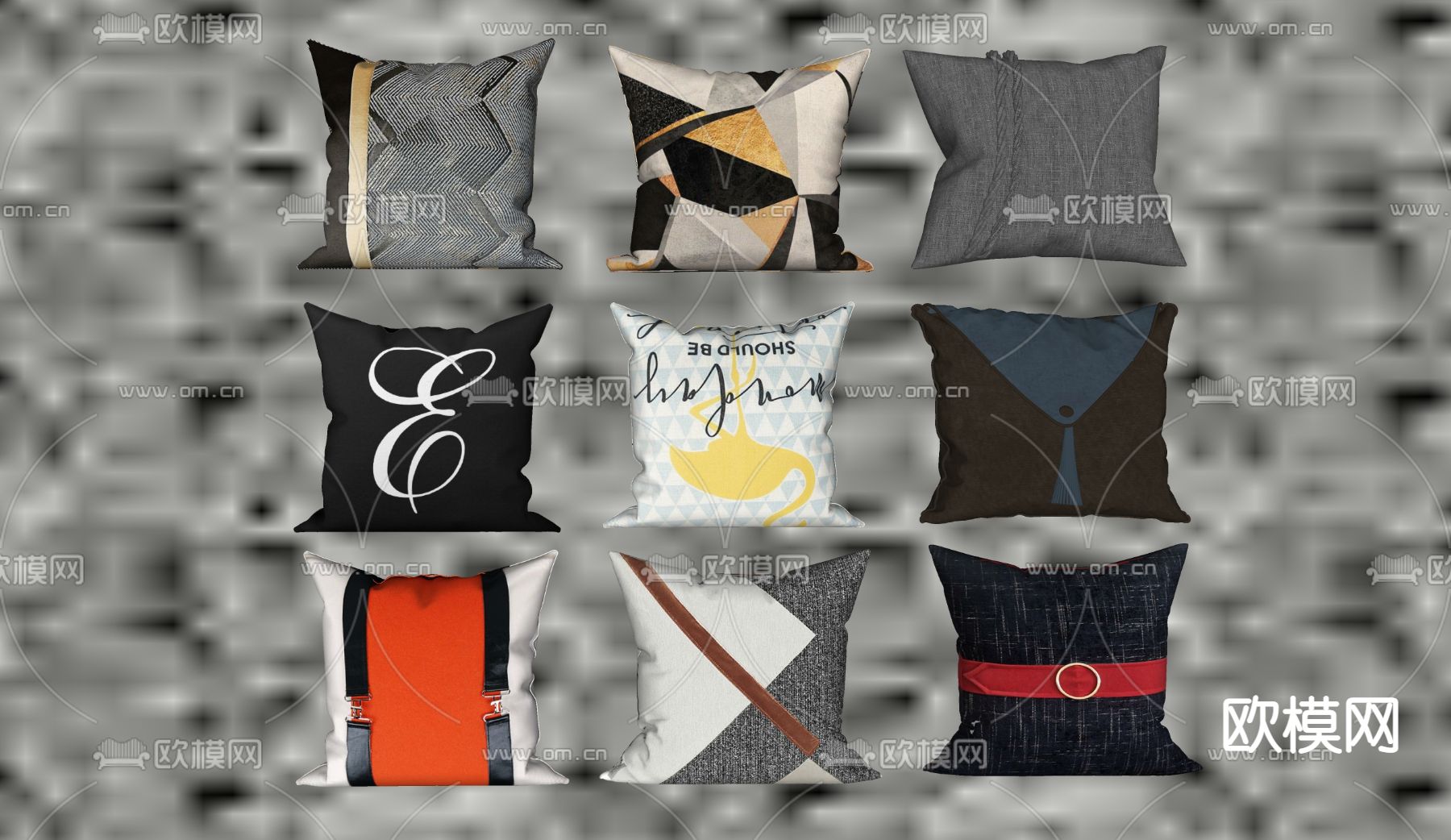 抱枕 枕头 靠枕su模型下载（渲染图2）