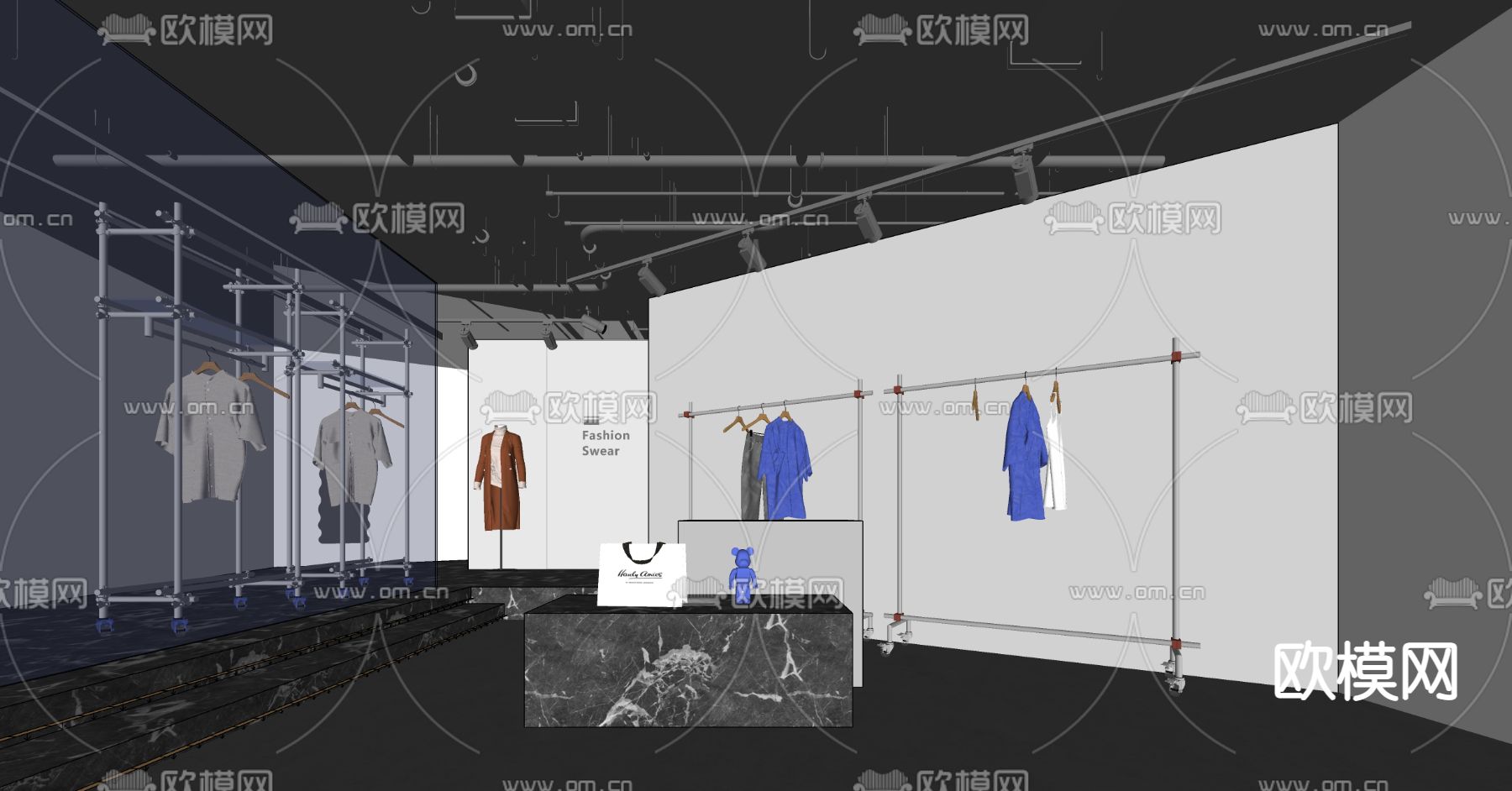 现代服装店 女装店su模型下载（渲染图2）
