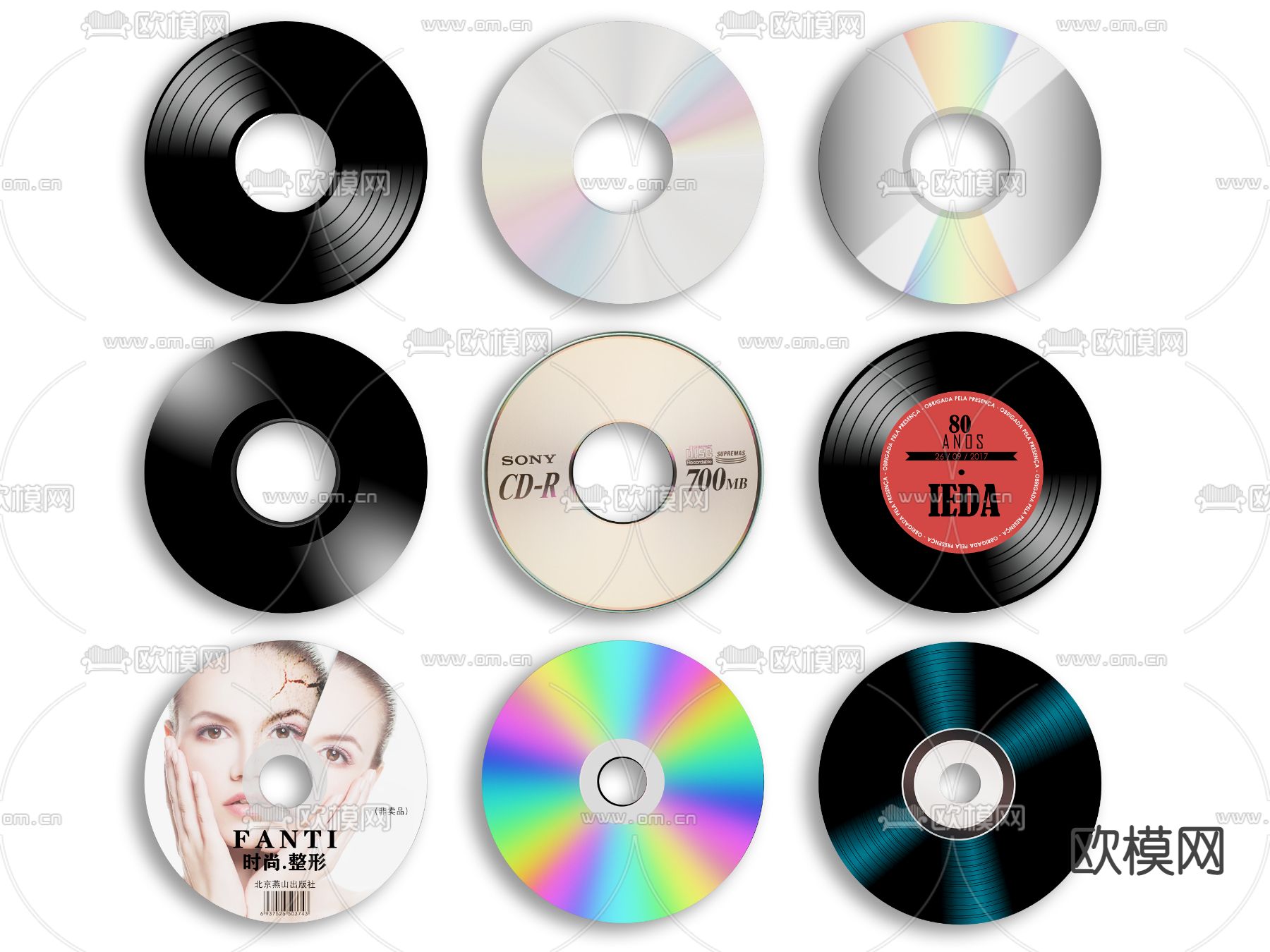 黑胶唱片 光盘 碟片3d模型下载