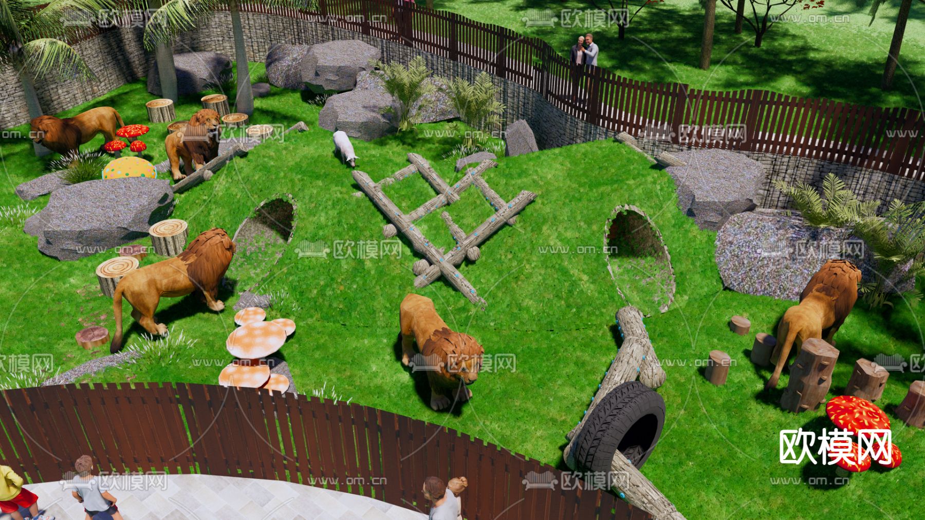 动物园狮子园艺小品su模型